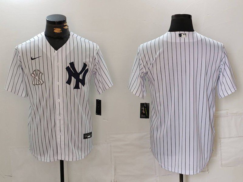 Men New York Yankees Blank White Stripe Game 2024 Nike MLB Jersey style 2